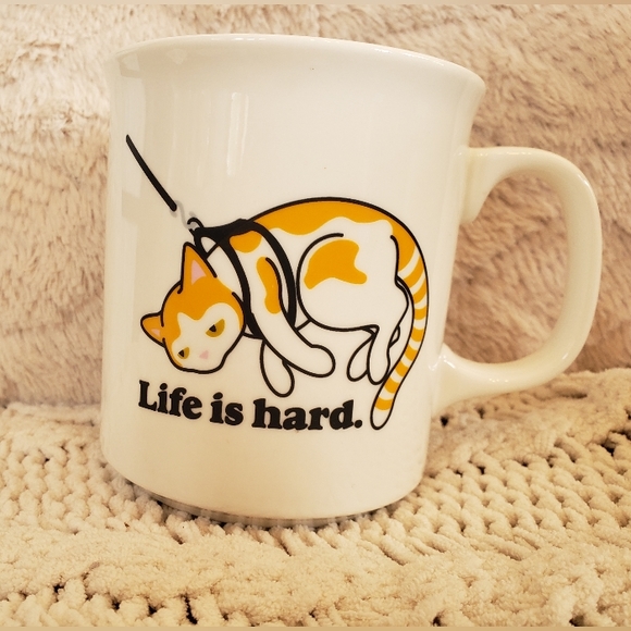 Muggin Out Fred Other - Life Is Hard Cat On Leash Coffee Tea Mug 16oz Cup Muggin’ Out Fred Mug